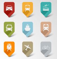 Colorful set web retro pointers for transport