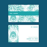 Vector soft peacock feathers horizontal stripe frame pattern business cards