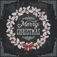 Christmas Wreath on Chalkboard