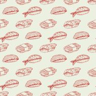 seamless background with sketch sushi N2