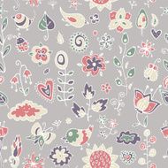cute pattern of contour objects birds flowers N2