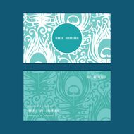 Vector soft peacock feathers vertical round frame pattern business cards N2