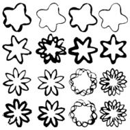 Set of grunge flower shapes Design elements Vector watercolor N6