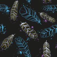 Seamless ethnic pattern with feathers N21