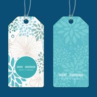 Vector blue and gray plants vertical round frame pattern tags N2