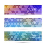 Set of vector banners with triangles and polygon mesh N11