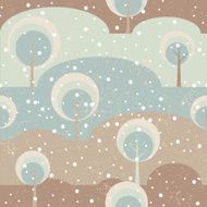 Winter forest Trees on glade seamless vector pattern