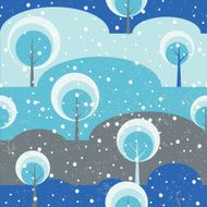 Winter forest Trees on glade seamless vector pattern N2