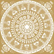 Monochromatic ethnic round ornament Abstract pattern Circle background N4