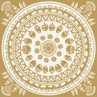 Monochromatic ethnic round ornament Abstract pattern Circle background N6