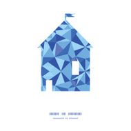 Vector blue triangle texture house silhouette pattern frame N2
