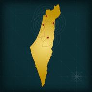 Israel map on dark background with grid and markers