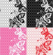 Set of Lace seamless patterns with butterflies - fabric design N2