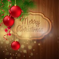 Christmas decoration on the wooden background Vector background N8