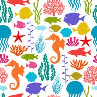 Marine life seamless pattern with sea animals N3