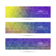 Set of vector banners with triangles and polygon mesh N13