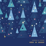 Vector abstract holiday christmas trees horizontal frame seamless pattern background