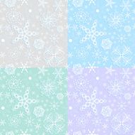 Set of simple seamless backgrounds with snowflakes