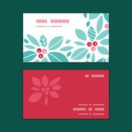 Vector christmas holly berries horizontal corner frame pattern business cards