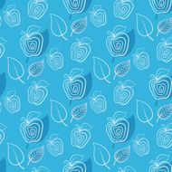 Seamless blue pattern with apple
