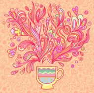 Curly and steamy tea party cup