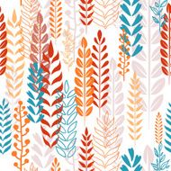 Seamless leaves and branches colorful pattern - white back