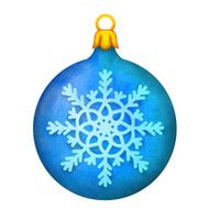 Watercolor Christmas ball with snowflake isolated N2