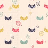 pattern with cats and leaves