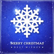 Snowflake icon on textured blue background Vector illustration