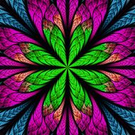 Symmetrical pattern in stained-glass window style Blue purple green N2