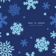 Vector glitter snowflakes dark circle frame seamless pattern background N2