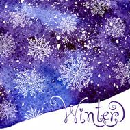 Winter background with snowflakes Painting Watercolor splash N2