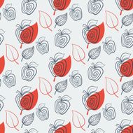 Seamless pattern with apple Apple red leaf