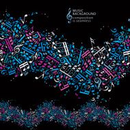Vector colorful dotted seamless music background N2