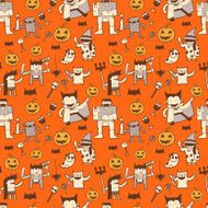 Cute Halloween Doodle Seamless Pattern N2