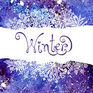 Winter background with snowflakes Painting Watercolor splash N3