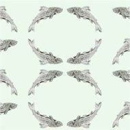 Seamless texture salmon vintage engraving vector