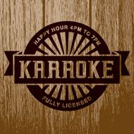 Vintage Karaoke Bar Label on Aged Wood