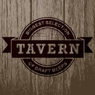 Vintage Tavern Label on Aged Wood