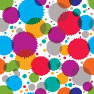 Colorful vector ink splash seamless pattern with rounded overlap