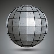 Futuristic galvanized 3d globe created with squares grunge
