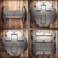 Vector metal and wood background set N25
