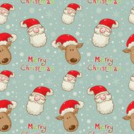 Christmas seamless pattern with Santa Claus and deer N2