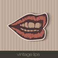 vintage paper lips mouth red with shadow N2