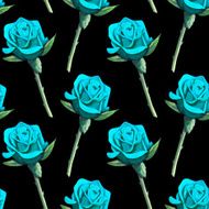 Watercolor seamless pattern with blue roses flowers N2