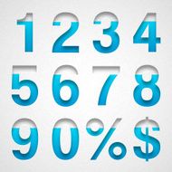 Numbers Design - Blue on Watercolor Paper