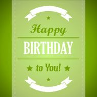 green happy birthday with ribbons