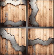 Vector wood and metal background set N15