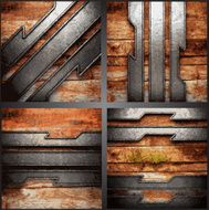 Vector wood and metal background set N16