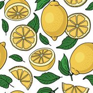 Seamless pattern with yellow lemons N12